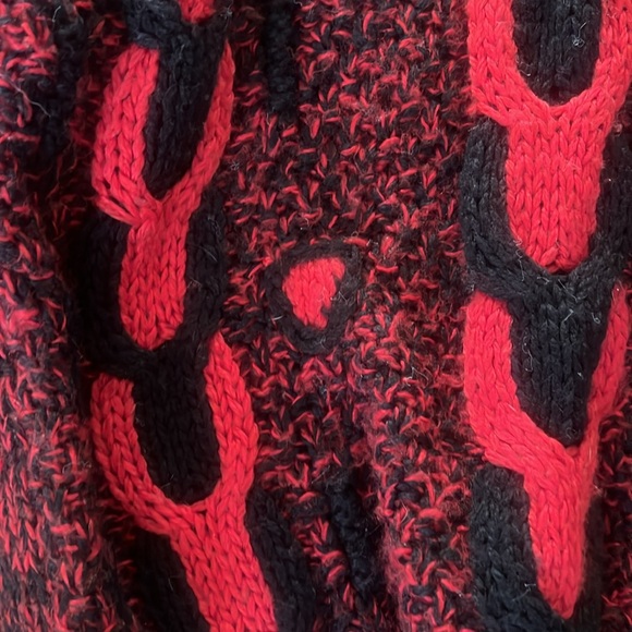 Vintage chunky sweater with leather L - Picture 2 of 6